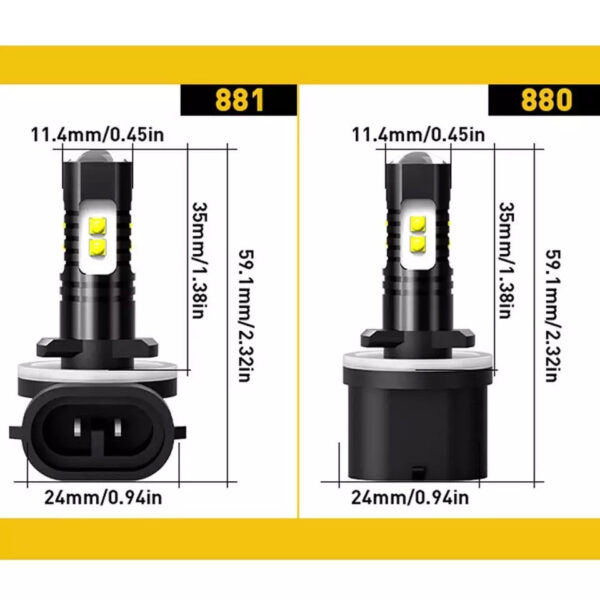 896 LED (862, 880, 880ST, 881, 884, 885, 886, 889, 890, 892, 893, 893ST, 894, 898, 899) Headlights & Fog Lights & Day Time Running Lights White (6000K) - 2 Bulbs - Image 7